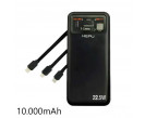 Batterie externe HEPU 10.000 mAh 22,5W inkl. Typ-C / Lightning / Micro-USB Noir