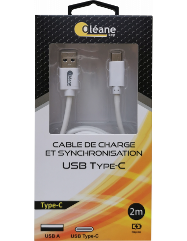 Câble de CHARGE et SYNCHRONISATION USB Type-C 2m Oléane key