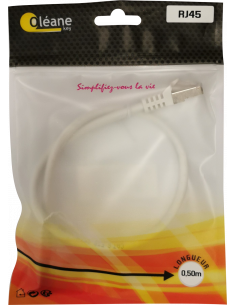 Câble réseau RJ45 CAT-6 FTP cuivre blindé droit -0,50m- blanc Oléane key