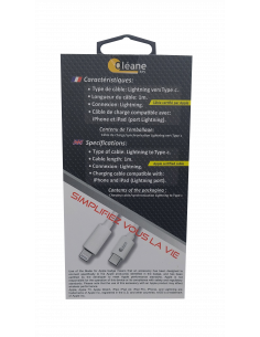 Câble de CHARGE et SYNCHRONISATION Type-C vers Lightning certifié MFI Apple 1m Oléane key 2
