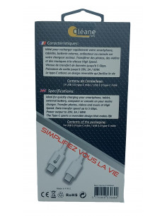 Câble de CHARGE et SYNCHRONISATION Type-C Type-C 2m Oléane key 2