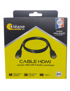Câble HDMI 1.4 mâle/mâle 3m Oléane key