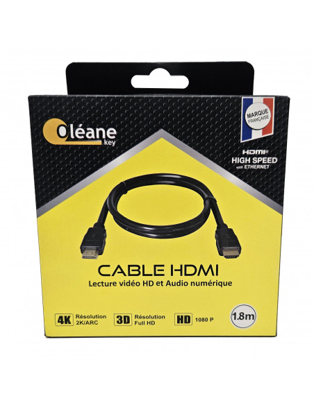 Câble HDMI 1.4 mâle/mâle 1,80m Oléane key