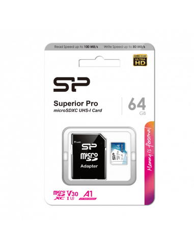 Silicon Power Micro SDXC 64 Go avec adaptateur SD