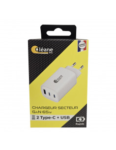Chargeur secteur 3 ports TYPE-C + 2 USB 65W Oléane Key