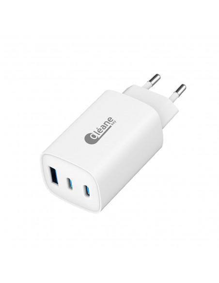 Chargeur secteur 3 ports TYPE-C + 2 USB 65W Oléane Key